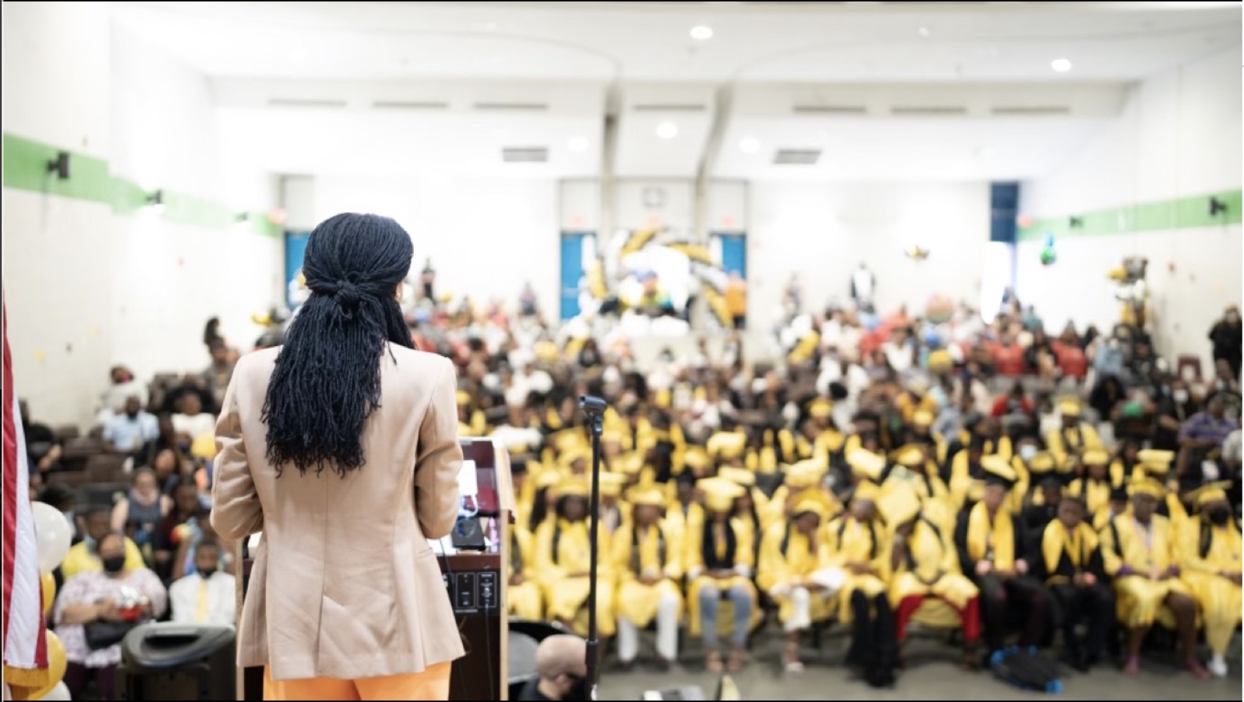 Dr. Joyce with a school community