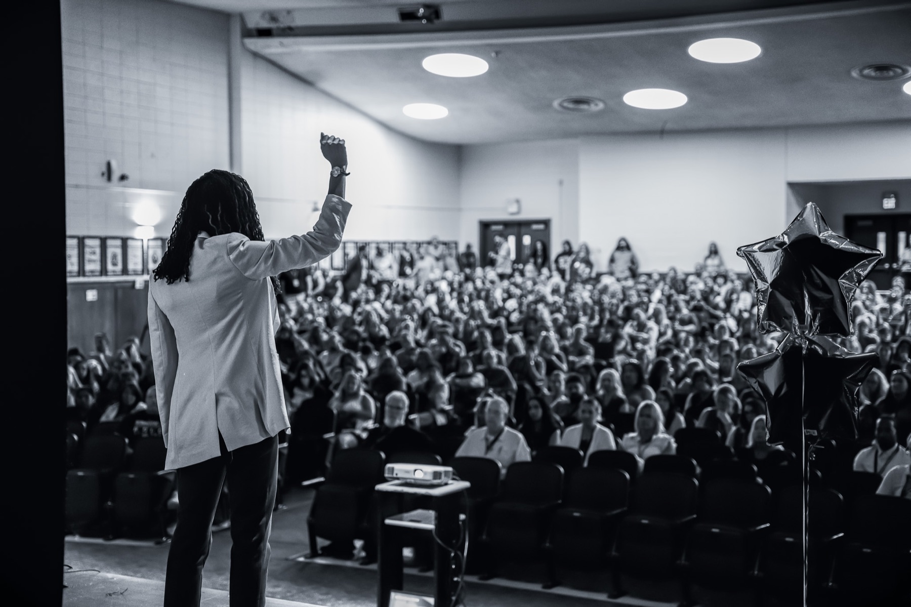 Dr. Joyce with educators and students