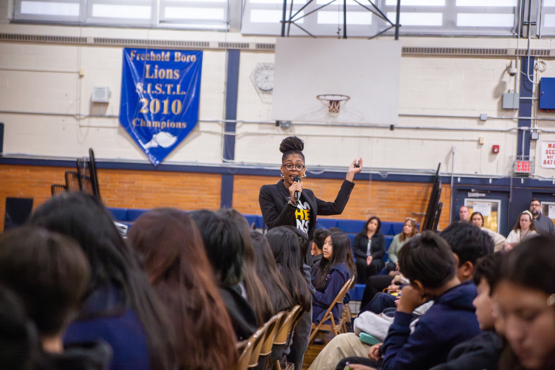 Dr. Joyce with educators and students